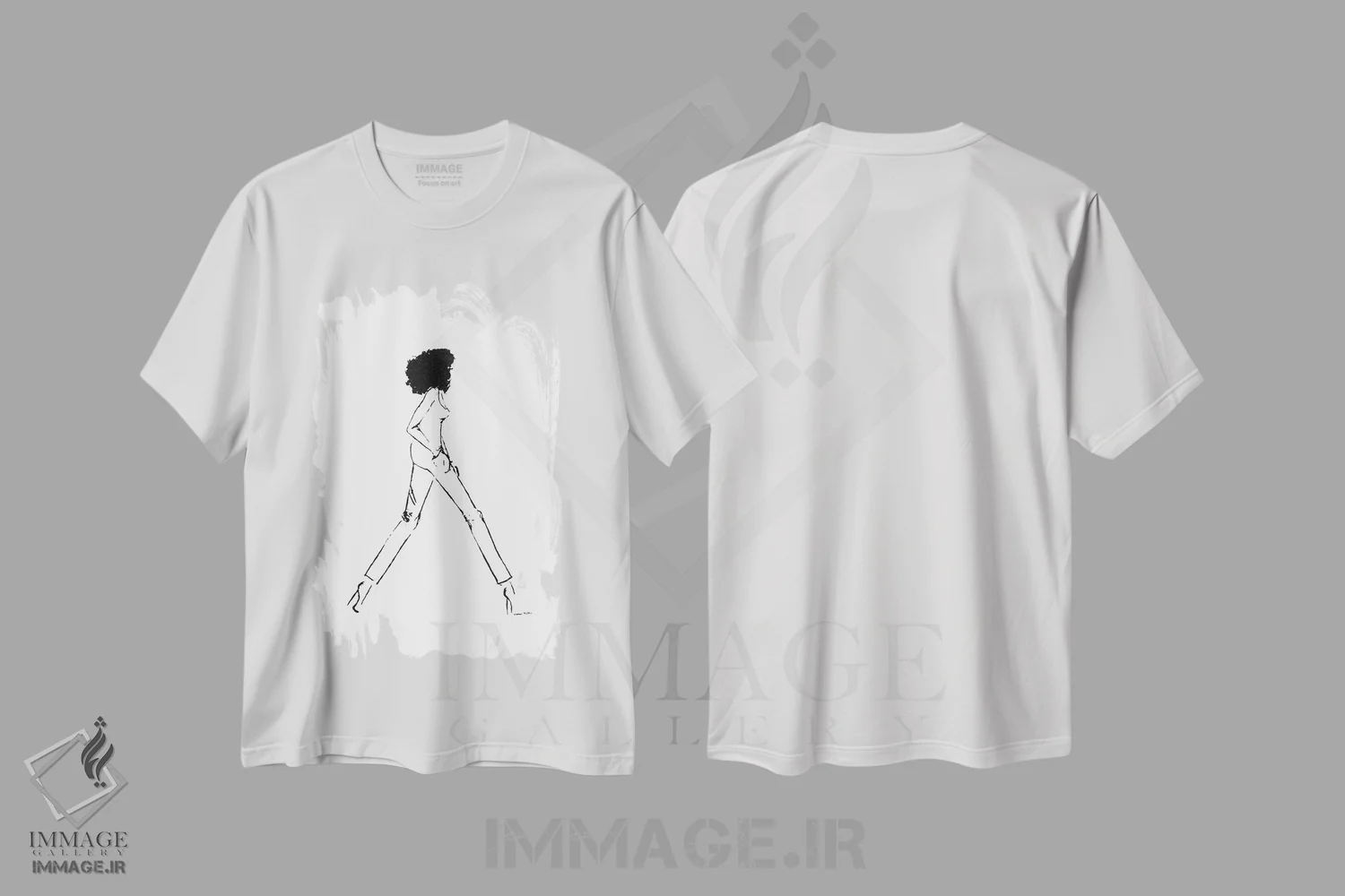 تیشرت سفید طرح دار دختر پیاده رو ۳، هنر آمریکایی آفریقایی تبار اثر کِلی لوتهال | فروشگاه ایماژ