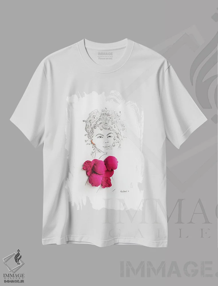 تیشرت سفید طرح دار دهه هشتاد تماس گرفت، تزئینی اثر کِلی لوتهال | فروشگاه ایماژ