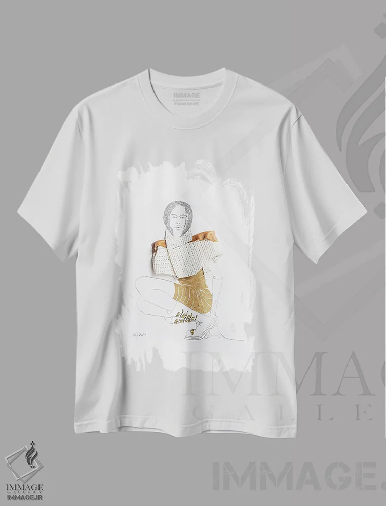 تیشرت سفید طرح دار جنگجوی آینده نگر، تزئینی اثر کِلی لوتهال | immage.ir