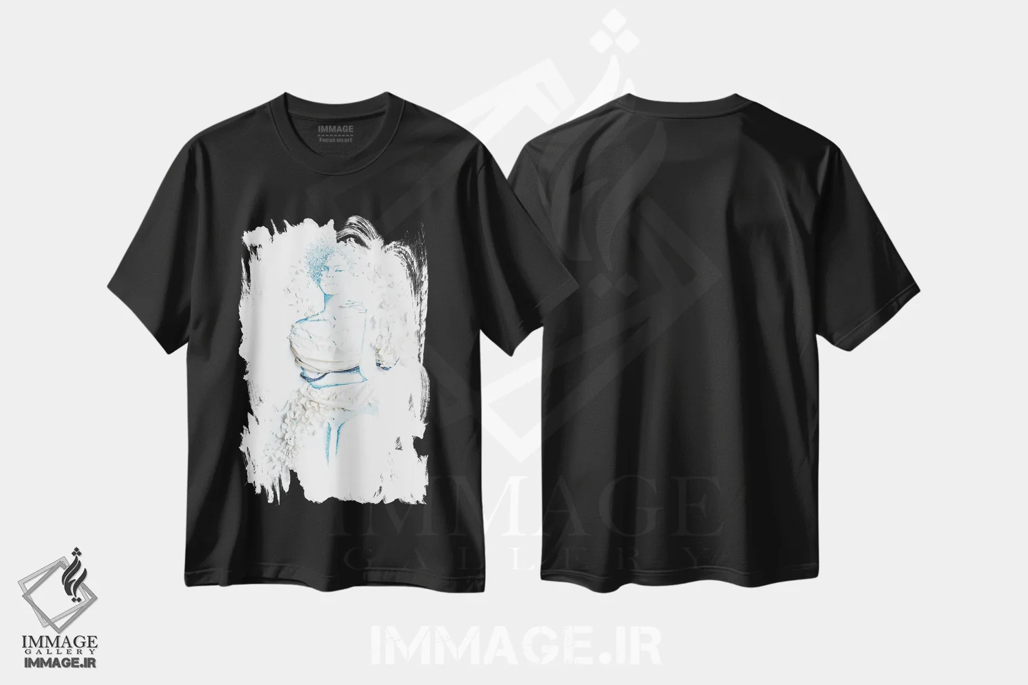 تیشرت مشکی طرح دار سایه آبی، هنر آمریکایی آفریقایی تبار اثر کِلی لوتهال | فروشگاه ایماژ
