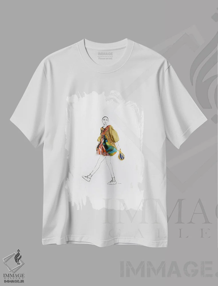 تیشرت سفید طرح دار ضربه پا، تزئینی اثر کِلی لوتهال | فروشگاه ایماژ