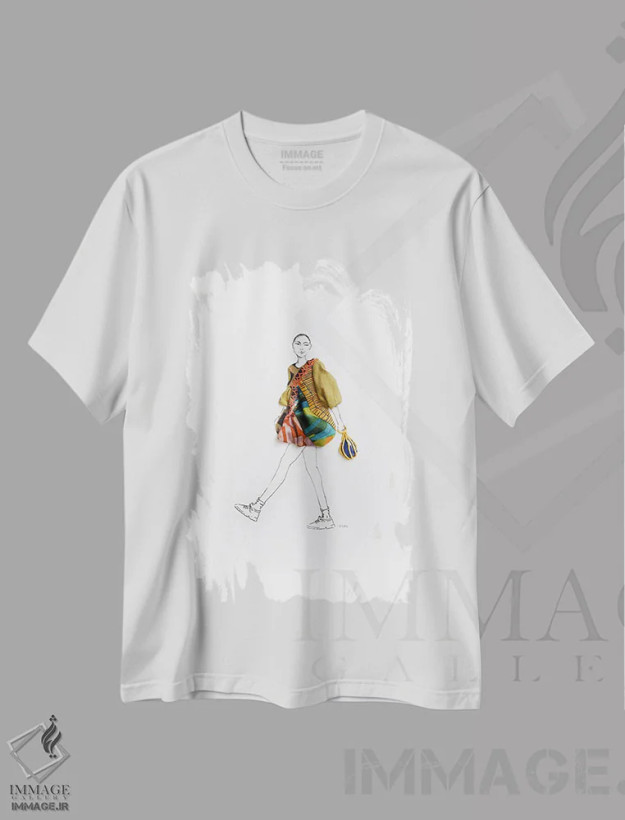 تیشرت سفید طرح دار ضربه پا، تزئینی اثر کِلی لوتهال | فروشگاه ایماژ