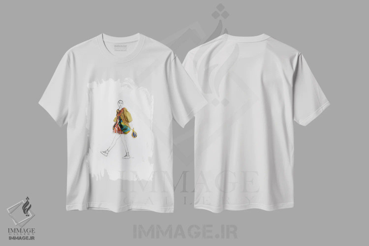 تیشرت سفید طرح دار ضربه پا، تزئینی اثر کِلی لوتهال | فروشگاه ایماژ