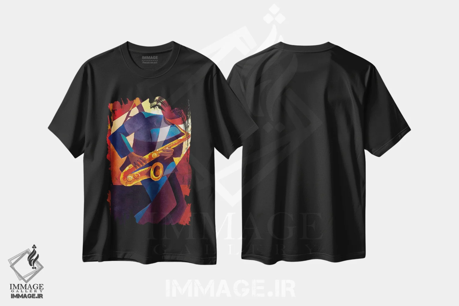 تیشرت مشکی طرح دار بی باپ، هنر آمریکایی آفریقایی تبار اثر کیت مالِت | فروشگاه ایماژ