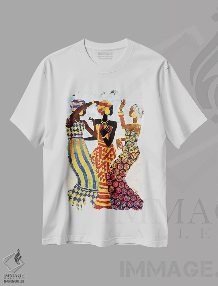 تیشرت سفید طرح دار جشن، هنر آمریکایی آفریقایی تبار اثر کیت مالِت | immage.ir