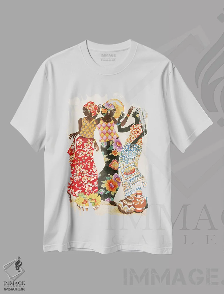 تیشرت سفید طرح دار شادی و سرور، هنر آمریکایی آفریقایی تبار اثر کیت مالِت | immage.ir