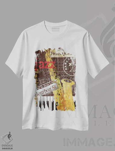 تیشرت سفید طرح دار نئورلینز، هنر آمریکایی آفریقایی تبار اثر کیت مالِت | فروشگاه ایماژ