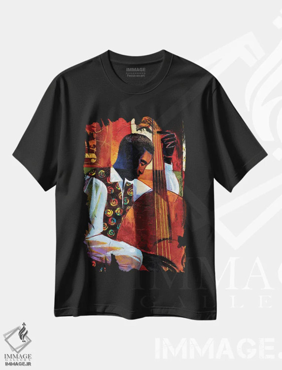 تیشرت مشکی طرح دار جاز، هنر آمریکایی آفریقایی تبار اثر کیت مالِت | فروشگاه ایماژ