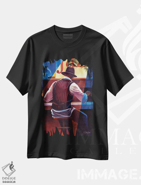 تیشرت مشکی طرح دار رگ تایم، هنر آمریکایی آفریقایی تبار اثر کیت مالِت | immage.ir