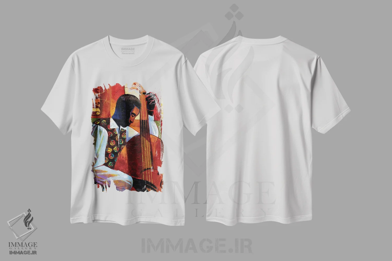 تیشرت سفید طرح دار جاز، هنر آمریکایی آفریقایی تبار اثر کیت مالِت | immage.ir