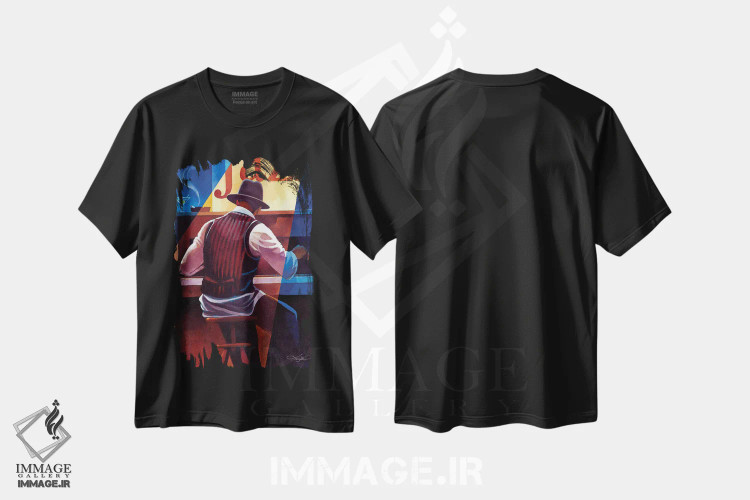 تیشرت مشکی طرح دار رگ تایم، هنر آمریکایی آفریقایی تبار اثر کیت مالِت | immage.ir