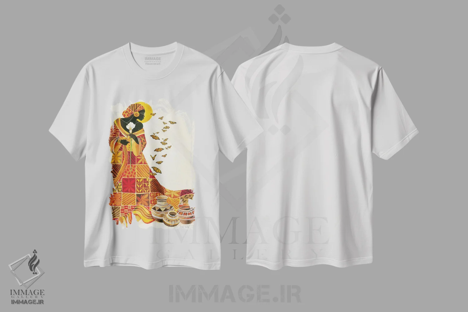 تیشرت سفید طرح دار پرواز روح، هنر آمریکایی آفریقایی تبار اثر کیت مالِت | فروشگاه ایماژ