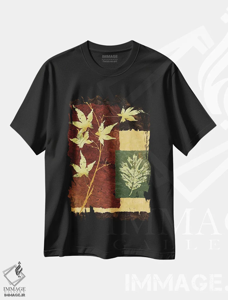 تیشرت مشکی طرح دار برگ نو ۱، دکور آفریقایی اثر کیت مالِت | immage.ir
