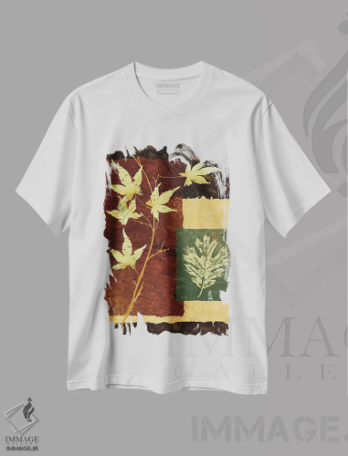 تیشرت سفید طرح دار برگ نو ۱، دکور آفریقایی اثر کیت مالِت | فروشگاه ایماژ