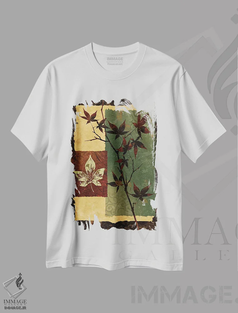 تیشرت سفید طرح دار برگ نو ۲، دکور آفریقایی اثر کیت مالِت | immage.ir