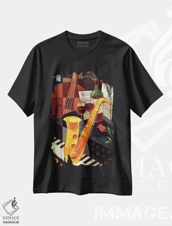 تیشرت مشکی طرح دار قرار ملاقات، هنر آمریکایی آفریقایی تبار اثر کیت مالِت | immage.ir