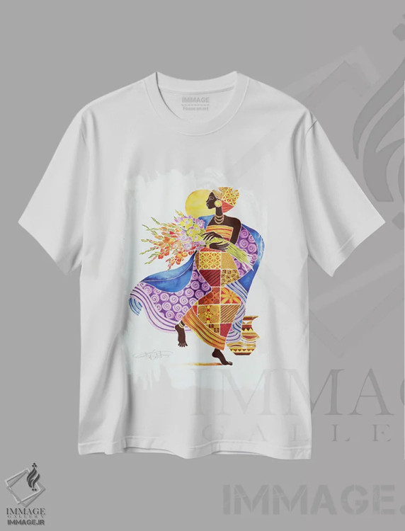 تیشرت سفید طرح دار کیکورا، هنر آمریکایی آفریقایی تبار اثر کیت مالِت | فروشگاه ایماژ