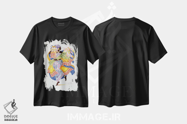 تیشرت مشکی طرح دار جاحا، هنر آمریکایی آفریقایی تبار اثر کیت مالِت | فروشگاه ایماژ