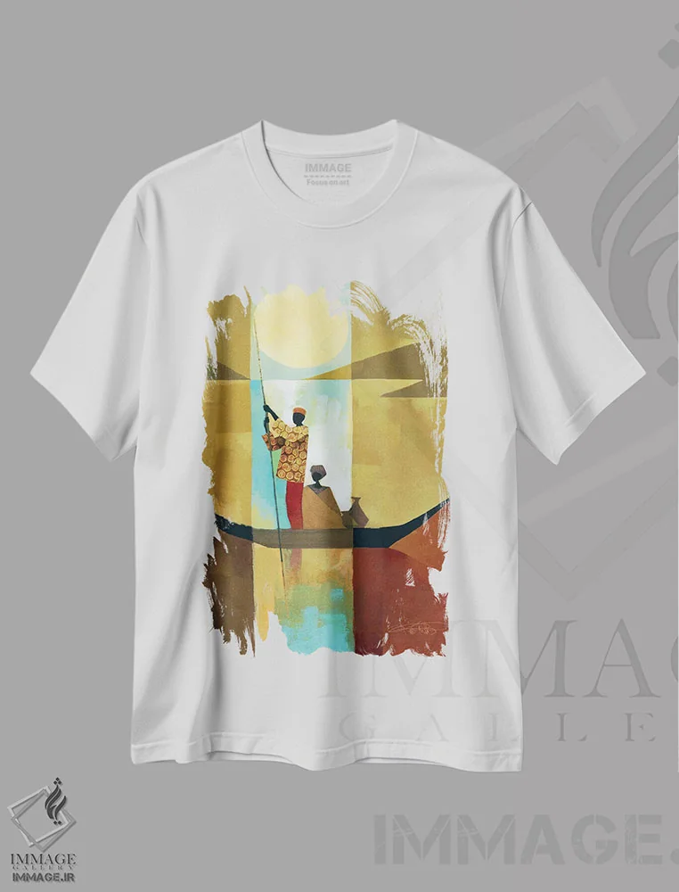 تیشرت سفید طرح دار کنار رودخانه I، هنر آمریکایی آفریقایی تبار اثر کیت مالِت | immage.ir