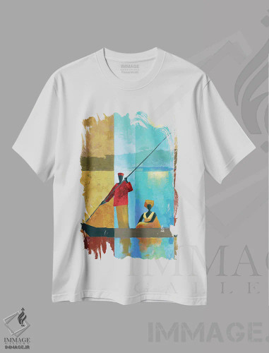 تیشرت سفید طرح دار کنار رودخانه II، هنر آمریکایی آفریقایی تبار اثر کیت مالِت | فروشگاه ایماژ