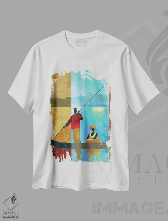 تیشرت سفید طرح دار کنار رودخانه II، هنر آمریکایی آفریقایی تبار اثر کیت مالِت | فروشگاه ایماژ