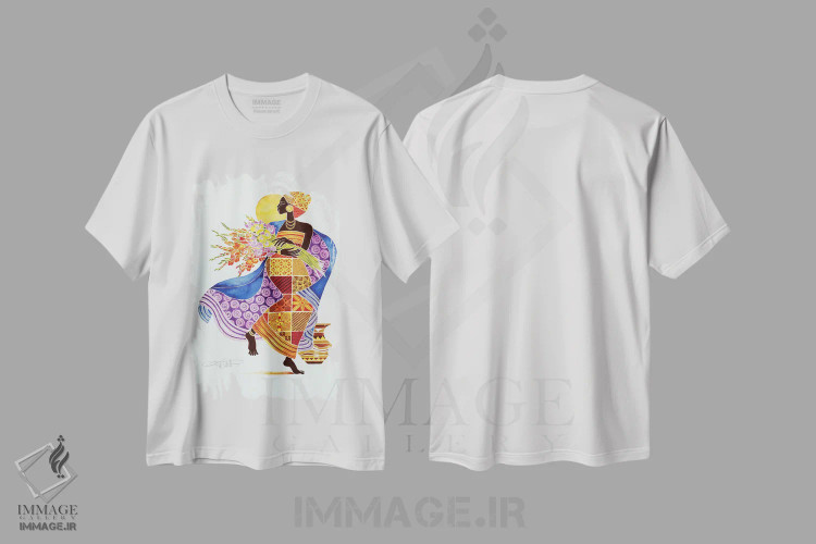 تیشرت سفید طرح دار کیکورا، هنر آمریکایی آفریقایی تبار اثر کیت مالِت | فروشگاه ایماژ