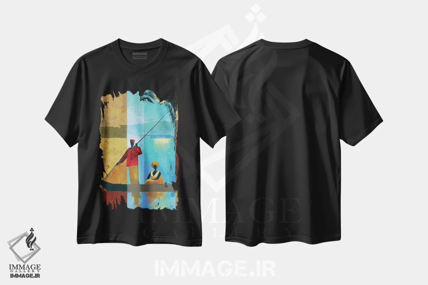 تیشرت مشکی طرح دار کنار رودخانه II، هنر آمریکایی آفریقایی تبار اثر کیت مالِت | immage.ir