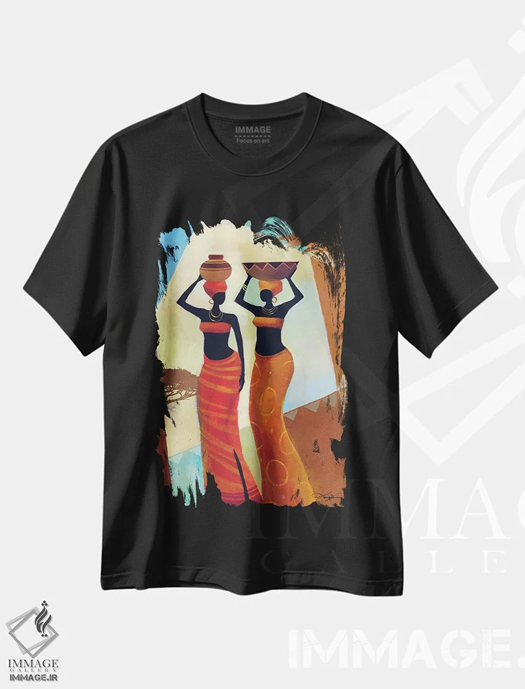 تیشرت مشکی طرح دار خواهران، هنر آمریکایی آفریقایی تبار اثر کیت مالِت | immage.ir