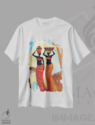تیشرت سفید طرح دار خواهران، هنر آمریکایی آفریقایی تبار اثر کیت مالِت | فروشگاه ایماژ