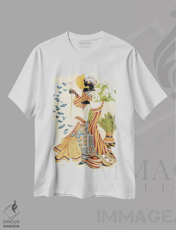 تیشرت سفید طرح دار بیداری ارواح، هنر آمریکایی آفریقایی تبار اثر کیت مالِت | فروشگاه ایماژ