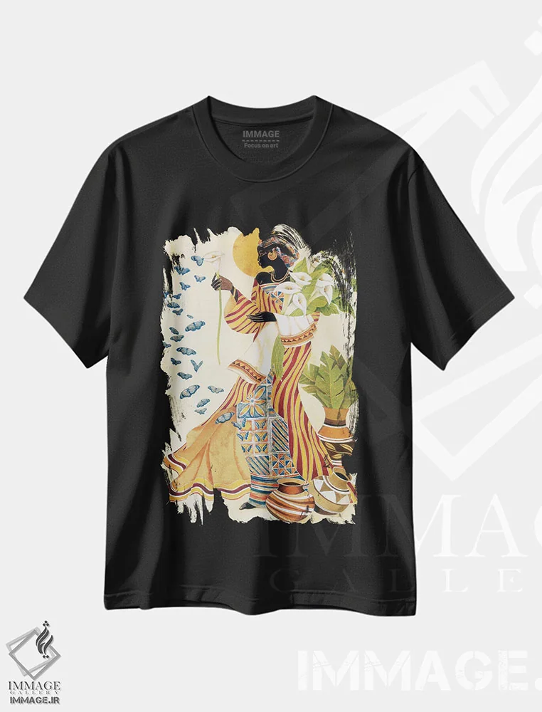 تیشرت مشکی طرح دار بیداری ارواح، هنر آمریکایی آفریقایی تبار اثر کیت مالِت | immage.ir