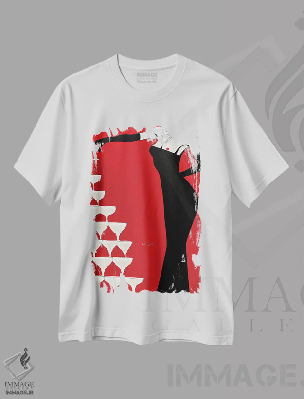 تیشرت سفید طرح دار آثار کریستینا مالن - immage.ir