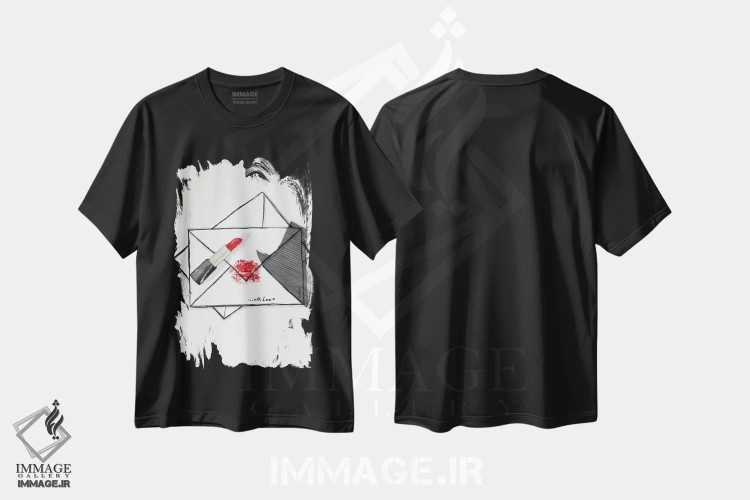 تیشرت مشکی طرح دار با عشق، مدیوم اثر کریستینا مالن | immage.ir