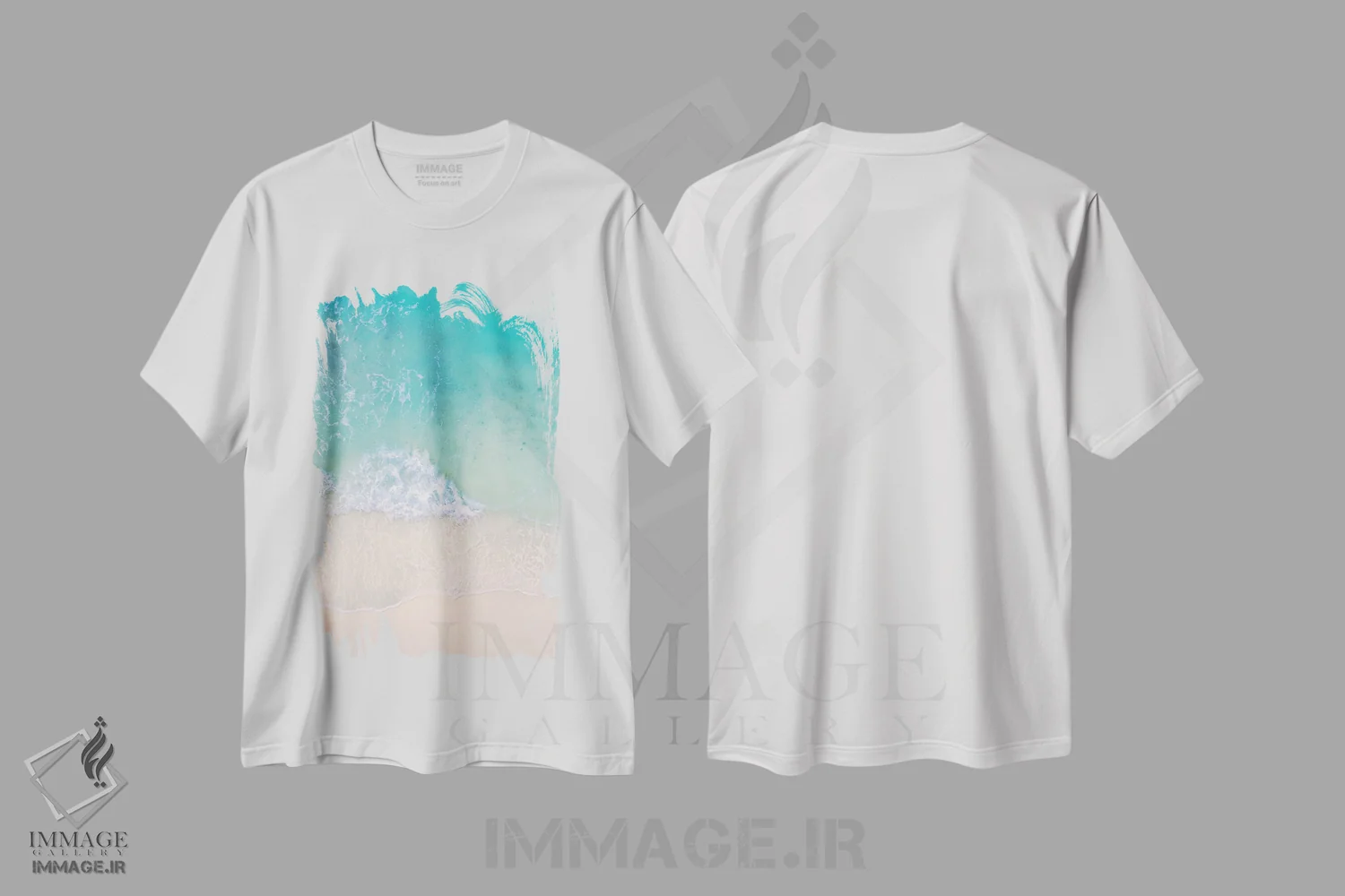 تیشرت سفید طرح دار امواج ساحلی از بالا، سواحل از نمای بالا اثر کارن منداو | immage.ir