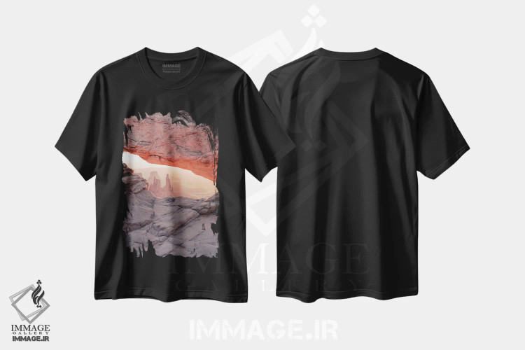 تیشرت مشکی طرح دار طاق های سنگی یوتا، مدیوم اثر کارن منداو | فروشگاه ایماژ