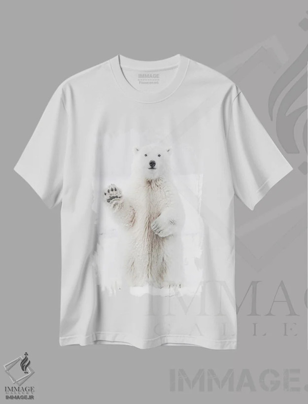 تیشرت سفید طرح دار خرس قطبی I، مدیوم اثر کارن منداو | فروشگاه ایماژ