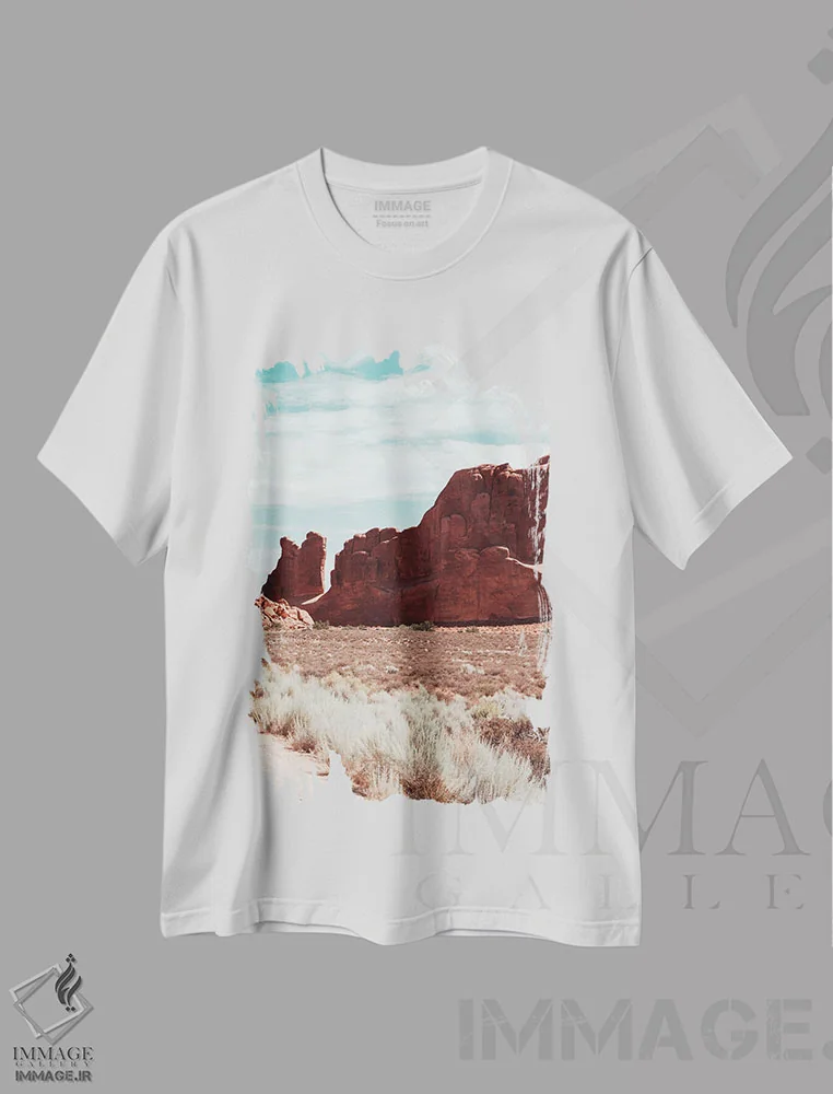 تیشرت سفید طرح دار چشم انداز آریزونا، مدیوم اثر کارن منداو | immage.ir