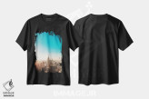 تیشرت مشکی طرح دار افق آفتابی شهر نیویورک، مدیوم اثر کارن منداو | immage.ir
