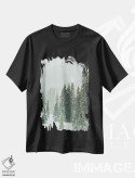 تیشرت مشکی طرح دار پانورامای جنگل زمستانی III، دکور تعطیلات اثر کارن منداو | immage.ir