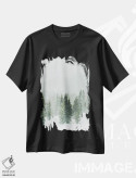 تیشرت مشکی طرح دار پانورامای جنگل زمستانی II، دکور تعطیلات اثر کارن منداو | فروشگاه ایماژ
