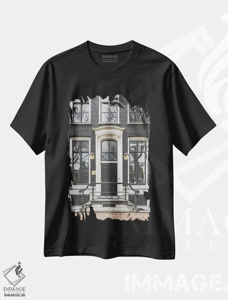 تیشرت مشکی طرح دار درب آمستردام، مدیوم اثر کارن منداو | فروشگاه ایماژ