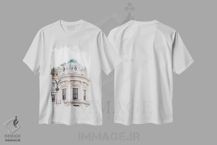 تیشرت سفید طرح دار اپرای گارنیه پاریس، مدیوم اثر کارن منداو | immage.ir