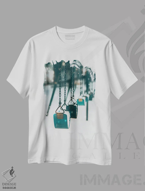 تیشرت سفید طرح دار تاب آبی در برف، عکاسی ماکرو اثر کارن منداو | فروشگاه ایماژ