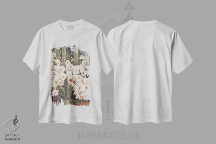 تیشرت سفید طرح دار کاکتوس های شکوفا، عکاسی ماکرو اثر کارن منداو | immage.ir