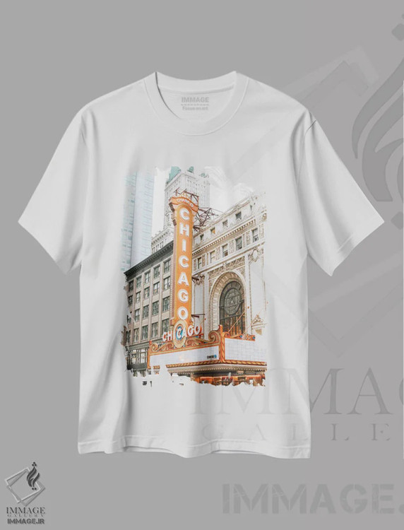 تیشرت سفید طرح دار تئاتر شیکاگو، مدیوم اثر کارن منداو | immage.ir