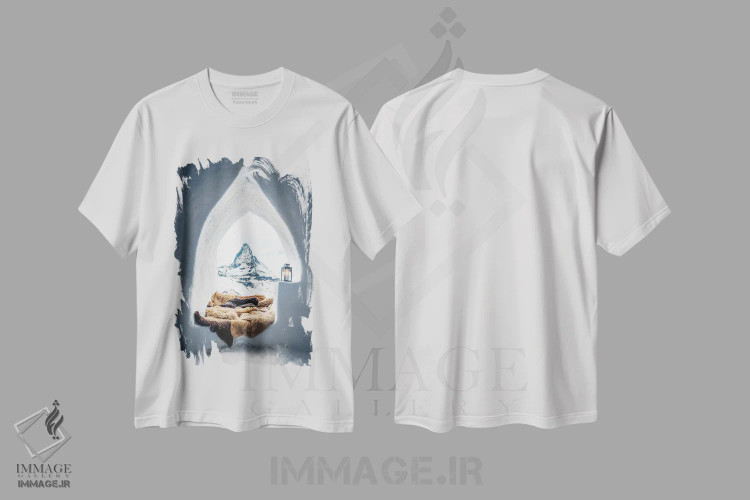تیشرت سفید طرح دار ایگلو با منظره کوهستان، مدیوم اثر کارن منداو | immage.ir