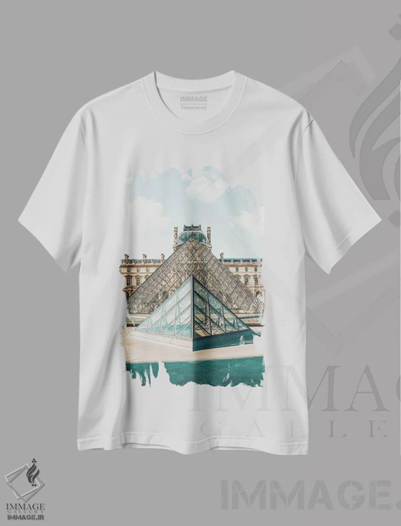 تیشرت سفید طرح دار موزه لوور پاریس، مدیوم اثر کارن منداو | immage.ir