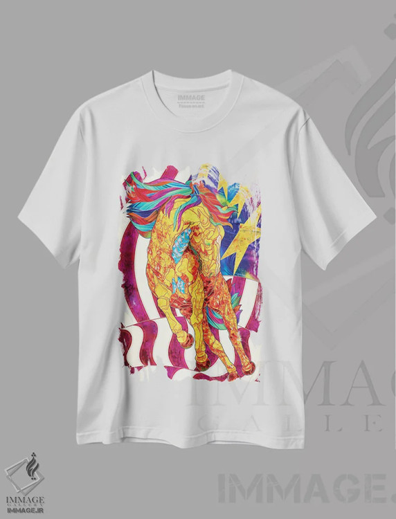 تیشرت سفید طرح دار آمریکای پیشرو، هنر فاخر معاصر اثر کاستیانتین مالگینف | فروشگاه ایماژ