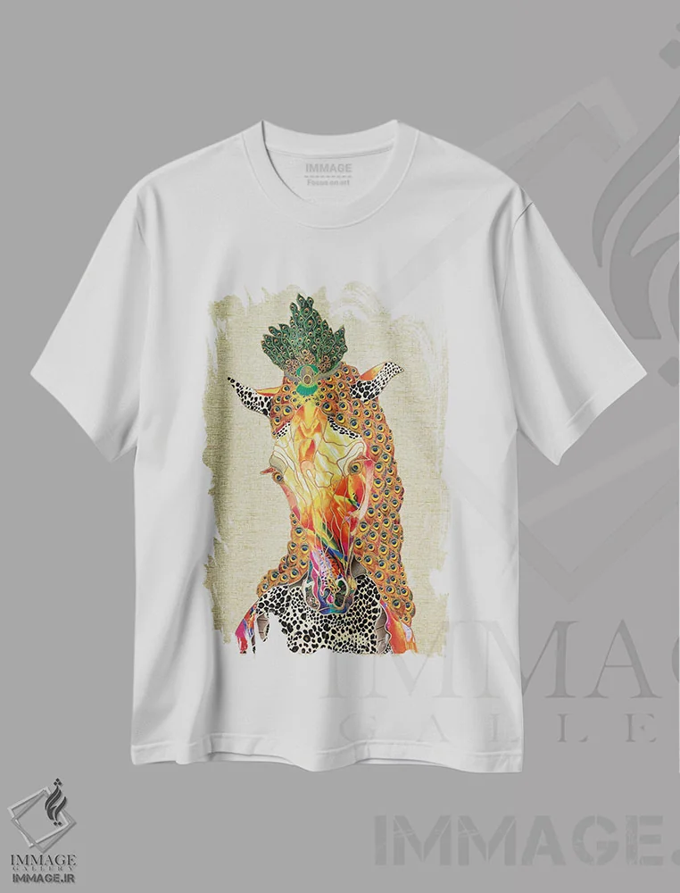 تیشرت سفید طرح دار اسب جادویی، دکور معاصر اثر کاستیانتین مالگینف | فروشگاه ایماژ