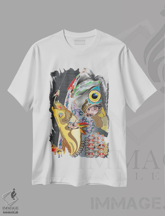 تیشرت سفید طرح دار روی قلاب، دکور معاصر اثر کاستیانتین مالگینف | immage.ir